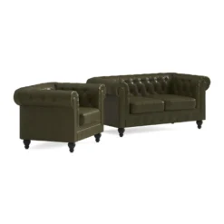 Sohvaryhmä Chesterfield Lyx, 2-istuttava sohva + nojatuoli, eri värejä (042XX)