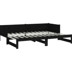 Sohvasänky ulosvedettävä musta täysi mänty 2x (90x200) cm (20256)