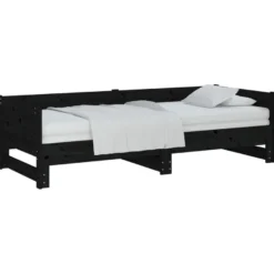 Sohvasänky ulosvedettävä musta täysi mänty 2x (90x200) cm (20256)