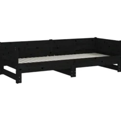 Sohvasänky ulosvedettävä musta täysi mänty 2x (90x200) cm (20256)