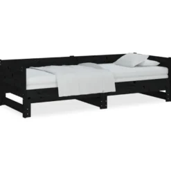 Sohvasänky ulosvedettävä musta täysi mänty 2x (90x200) cm (20256)
