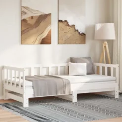 Sohvasänky ulosvedettävä valkoinen 2x (90x200) cm täysi mänty (33094)