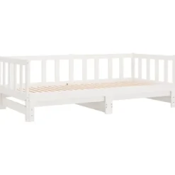 Sohvasänky ulosvedettävä valkoinen 2x (90x200) cm täysi mänty (33094)