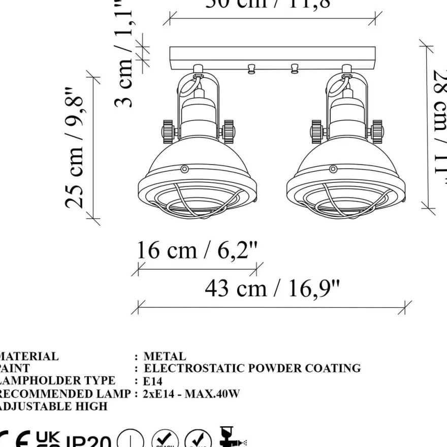 Spottivalaisin Linento Lighting Spoly, 2-osainen