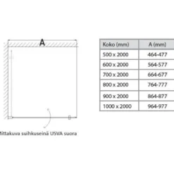 Suihkuovi Lektar Indoor Usva, suora, eri kokoja