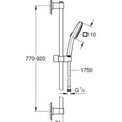 Suihkusetti Grohe Vitalio Comfort 110 (26931001), 2 suihkukuviota, kromi