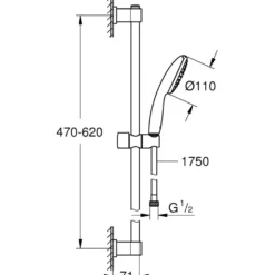 Suihkusetti Grohe Vitalio Start 110, 1 suihkutustapa, kromi