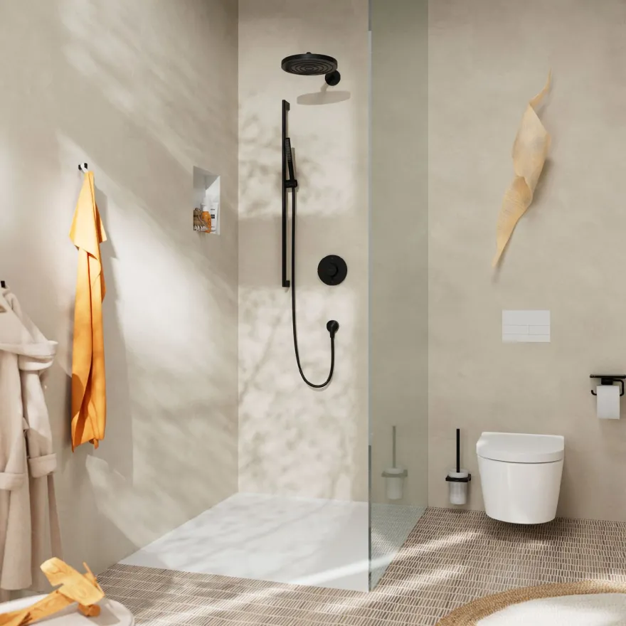 Suihkusetti Hansgrohe Pulsify S 100 1jet Ecosmart, tanko 65cm, mattamusta