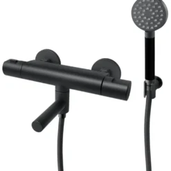 Suihkusetti Tapwell EVM026 Matte Black, termostaattihanalla, juoksuputkella, matta musta