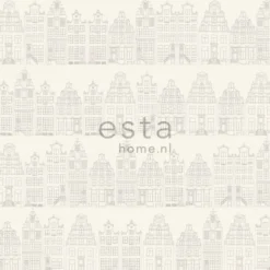 Tapetti Amsterdam Houses 137716, non-woven, kaupunki, hopea