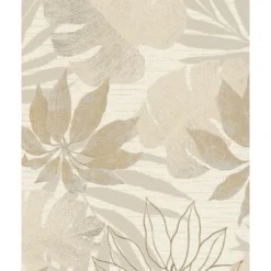 Tapetti Avalon 31602, peikonlehti, palmu, beige