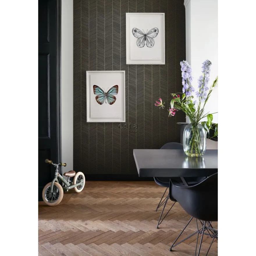 Tapetti Esta Black & White with a splash of Gold, 139136, graafinen/geometrinen, moderni