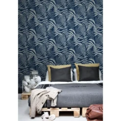 Tapetti ESTA Jungle Fever 139000, non-woven, luonto, sininen/valkoinen