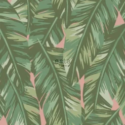 Tapetti ESTA Jungle Fever 139015, non-woven, luonto, vihreä/vaaleanpunainen