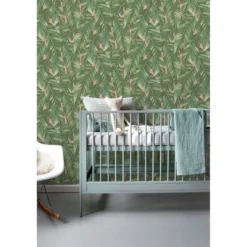 Tapetti ESTA Jungle Fever 139015, non-woven, luonto, vihreä/vaaleanpunainen