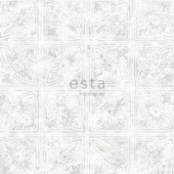 Tapetti Esta Tile Motif 148335, ornamentti, vaaleanharmaa