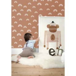 Tapetti Esta To The Moon And Back 139383, non-woven, graafinen/geometrinen, moderni, ruskea