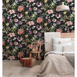 Tapetti Flora kukka, vinyylipinta, eri värejä