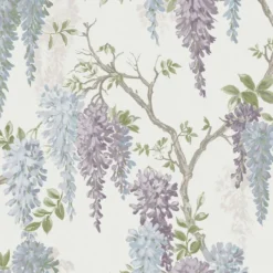 Tapetti Laura Ashley 113356 Wisteria Gardens Pale Iris, romanttinen, sininen