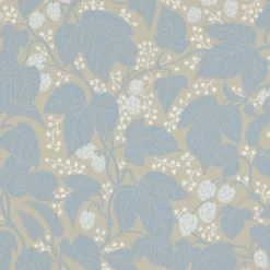 Tapetti Långelid/Von Brömssen Hops and glory, non-woven, kasvi, vaaleansininen