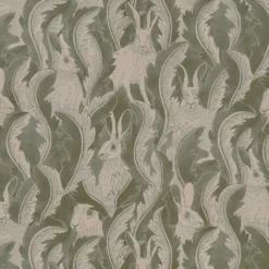 Tapetti Långelid/Von Brömssen Hares in hiding vihreä, non-woven