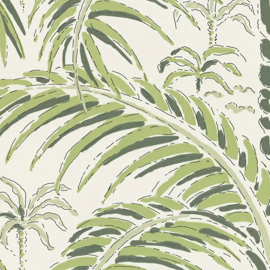 Tapetti Långelid/Von Brömssen Palm house, non-woven, palmu, vihreä