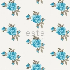 Tapetti Rose 138146, non-woven, ruusu, romanttinen, turkoosi