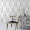 Tapetti Sandudd Vermeil 104142, non-woven, kasvi, valkoinen/hopea
