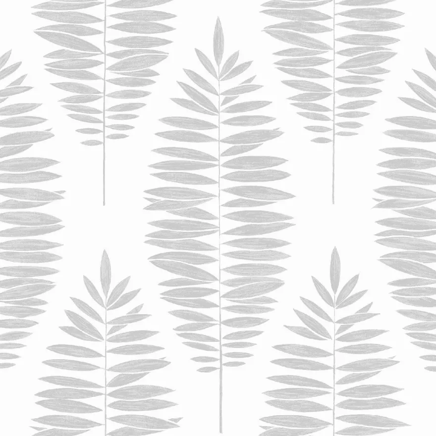 Tapetti Sandudd Vermeil 104142, non-woven, kasvi, valkoinen/hopea
