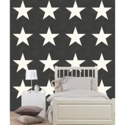 Tapetti Stars 136457, tähti, musta, non-woven