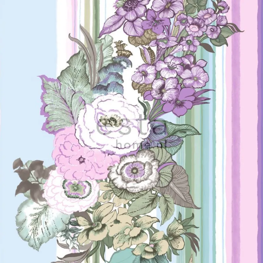 Tapetti Vintage Flowers 138114 violetti/sinivihreä non-woven