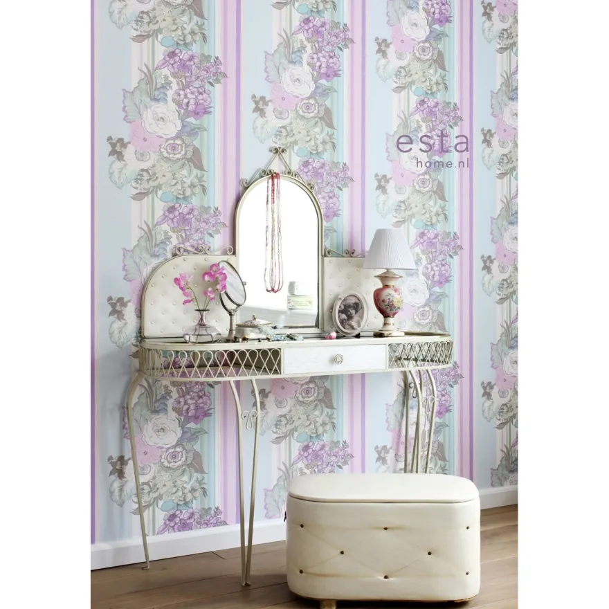 Tapetti Vintage Flowers 138114 violetti/sinivihreä non-woven
