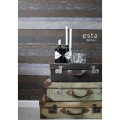 Tapetti Wooden Boards 138254, puujäljitelmä, tummanruskea/sininen