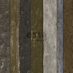 Tapetti Wooden Boards 138254, puujäljitelmä, tummanruskea/sininen