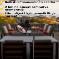 Terassilämmitin Fornorth lattiamalli Deluxe 2000W, musta