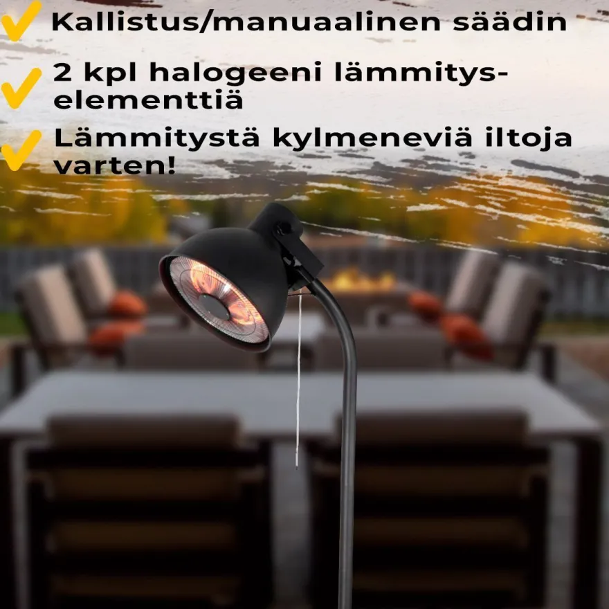 Terassilämmitin Fornorth lattiamalli Deluxe 2000W, musta