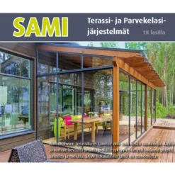 Terassin liukuovi Maakunnan Lasi, 3 osaa, eri värejä, mittatilaus