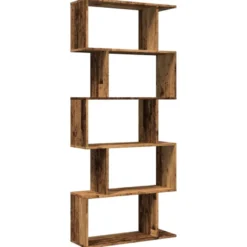 Tilanjakaja 5 tasoa vanha puu 70x24x161 cm tekninen puu (58100)