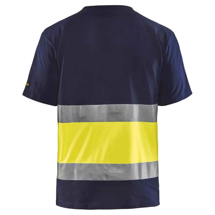 T-paita Blåkläder 3387 Highvis, mariininsininen/huomiokeltainen