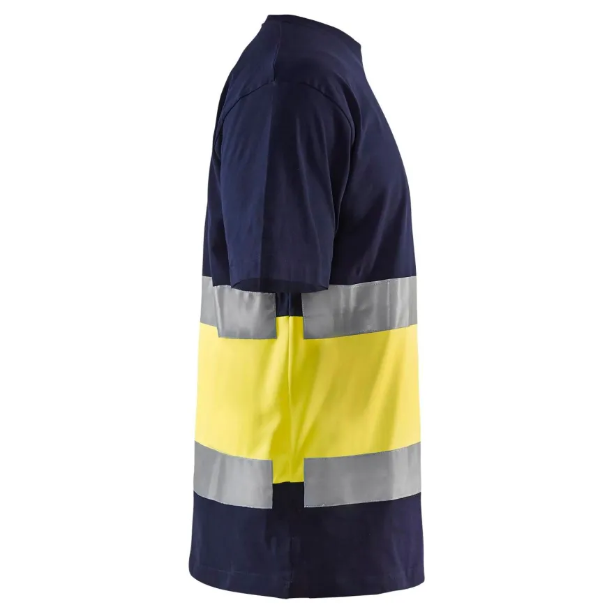 T-paita Blåkläder 3387 Highvis, mariininsininen/huomiokeltainen