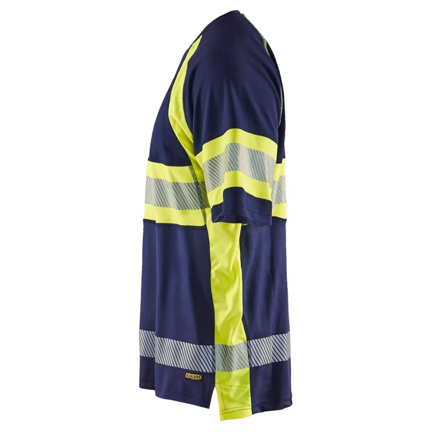 T-paita Blåkläder 3337 Highvis, mariininsininen/huomiokeltainen