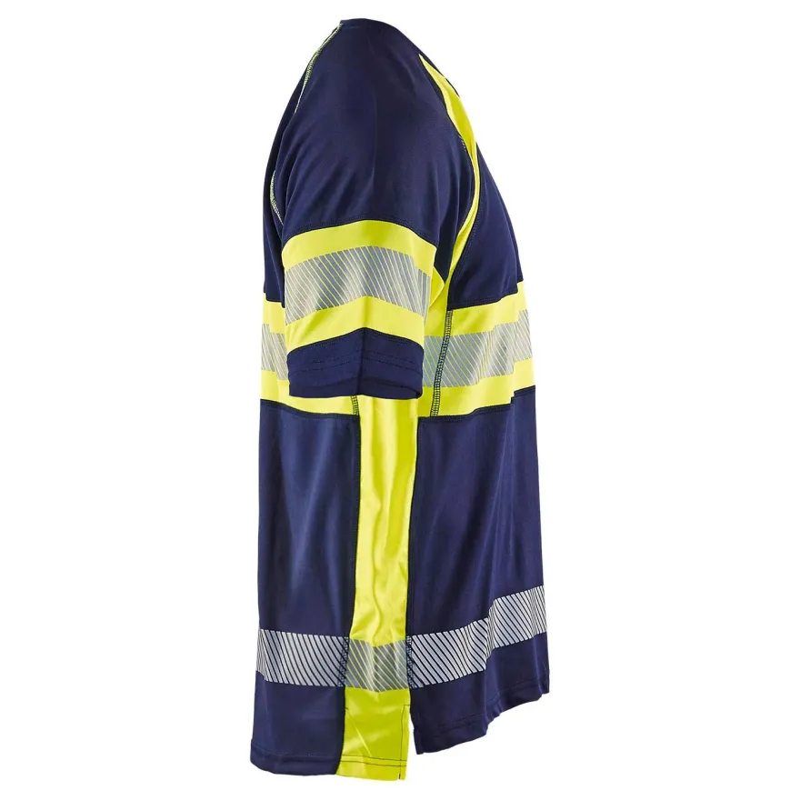 T-paita Blåkläder 3337 Highvis, mariininsininen/huomiokeltainen