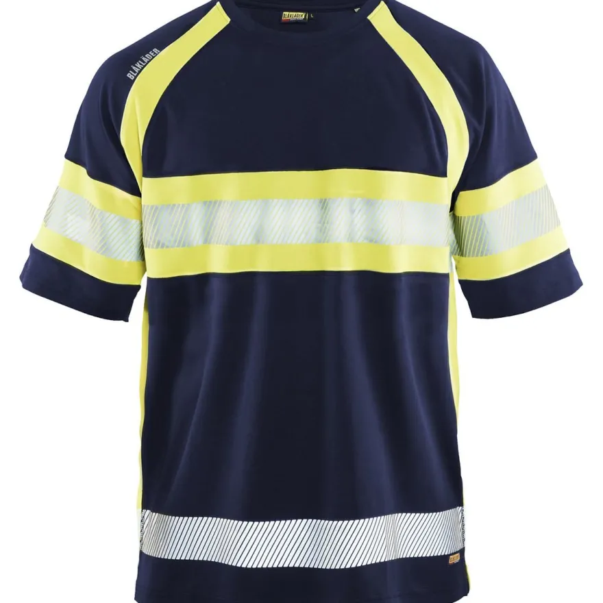 T-paita Blåkläder 3337 Highvis, mariininsininen/huomiokeltainen