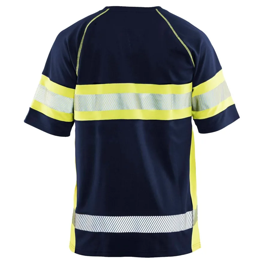 T-paita Blåkläder 3337 Highvis, mariininsininen/huomiokeltainen