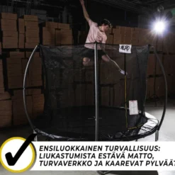 Trampoliini React Aero, Ø427cm, turvaverkolla