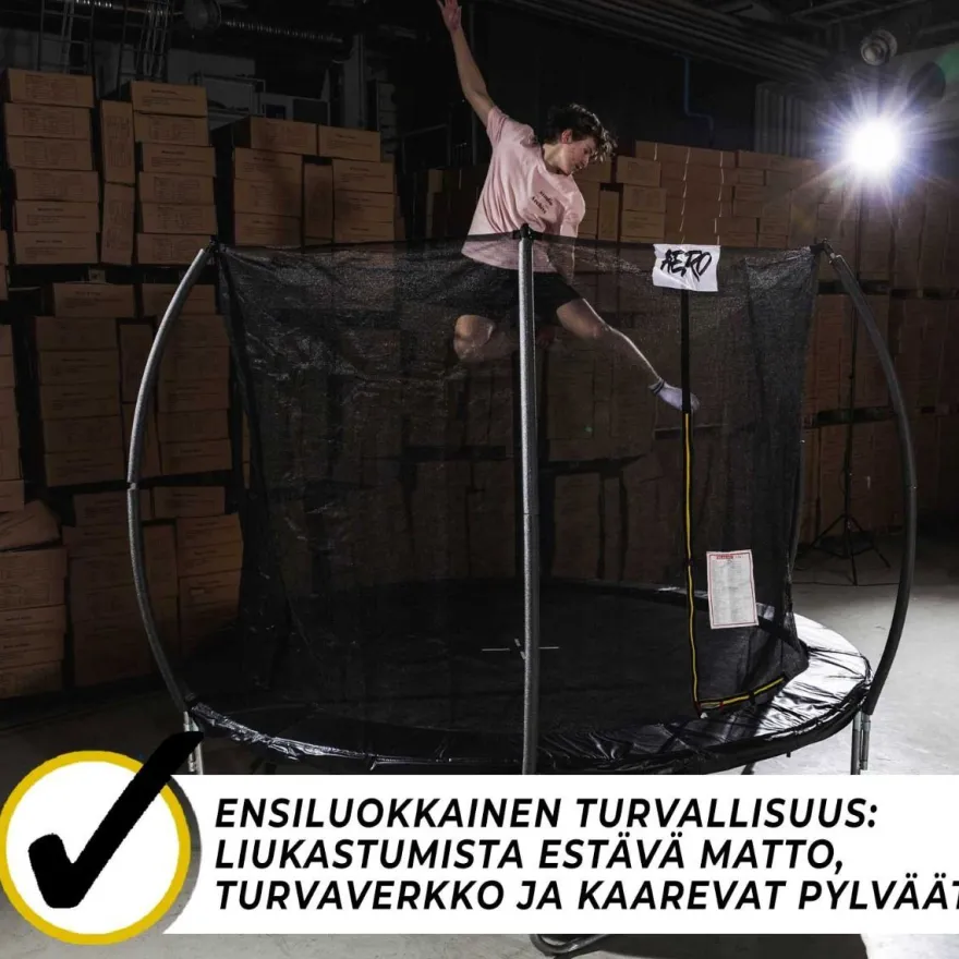 Trampoliini React Aero, Ø427cm, turvaverkolla