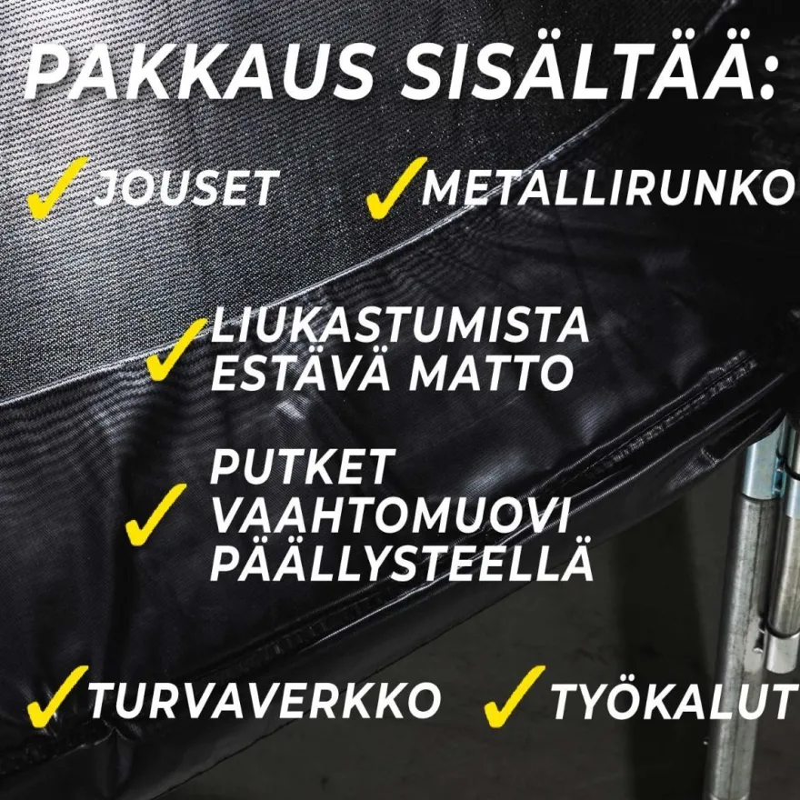 Trampoliini React Aero, Ø427cm, turvaverkolla