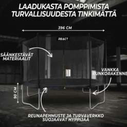 Trampoliini React, Ø396cm, turvaverkolla