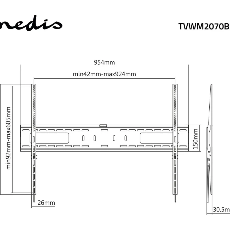 TV-seinäteline Nedis TVWM2070BK, 60-100", musta