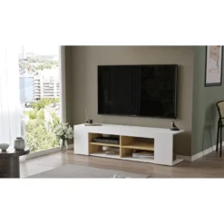 TV-taso Linento Furniture LV13, valkoinen/tammi